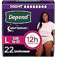 Depend Night Defense Adult Incontinence & Postpartum Bladder Leak Underwear for Women, Disposable, Overnight, Large, Blush, 22 Count, Packaging May Vary