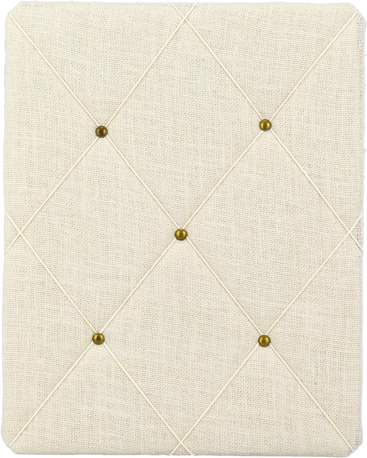 Photo 1 of White Burlap Covered with Criss-Cross Twine Bulletin Picture & Memo Board, 11.75 x 15.75