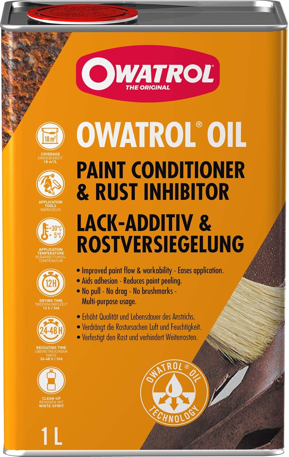 Owatrol Oil - Colourless, Penetrating Rust Inhibitor & Oil-Based Paint Additive - 1L, transparent