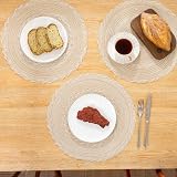 SHACOS Round Placemats Set of 6 Beig e Braided Woven Heat Resistant 38 cm view 4