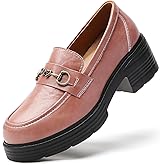 TKKAE Loafers for Women Penny Platform Loafers Slip-ons Chunky Heel Shoes Comfortable Business Casual Dress Office Heeled Work Shoes