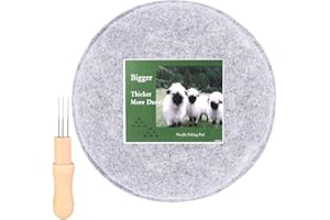 WONVOC Needle Felting Pad, 9.44 x 9.44 x 1.38 Inch, Grey Sponge Needle Felting Mat with Felting Needle Tool with 3 Needles Accommodates Any Felting Project