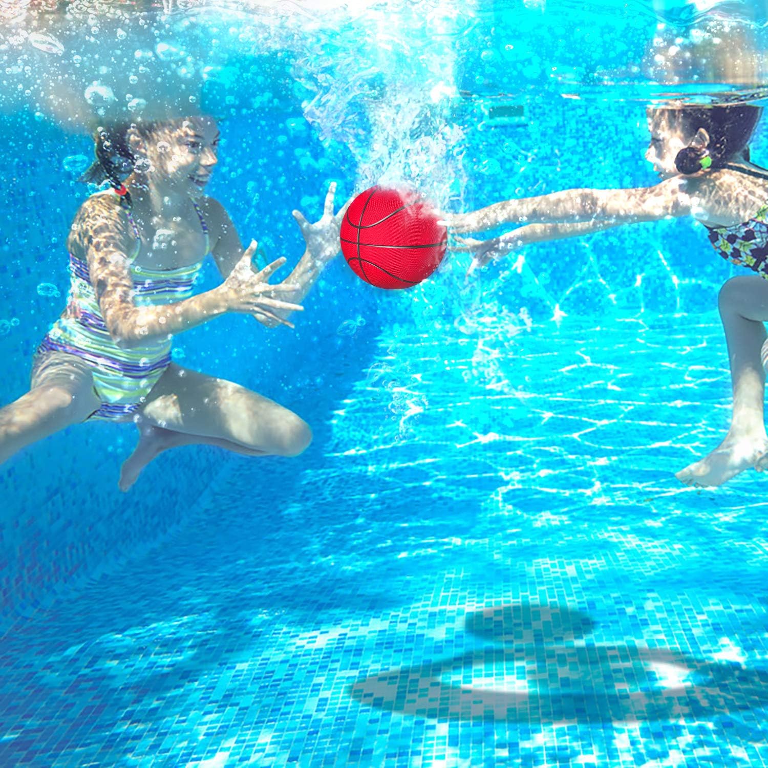 LONYKIBEE Pool Toys Dive Toys Inflatable Basketball Hoop Set and Filled with Water Ball Underwater Passing, Diving, Summer Party Games Gift for Teens, Kids, Adults