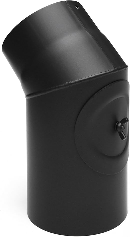 raik SH028-120-sw Rauchrohrbogen/Ofenrohr 120mm - 45° mit Reinigungsöffnung schwarz: Amazon.de ...