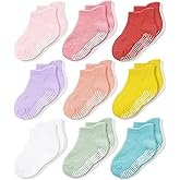 CozyWay Baby & Toddler Socks with Grippers Non Slip Ankle Grip Socks For Boys and Girls Babies - Comfy Soft Cotton - 9 Pack