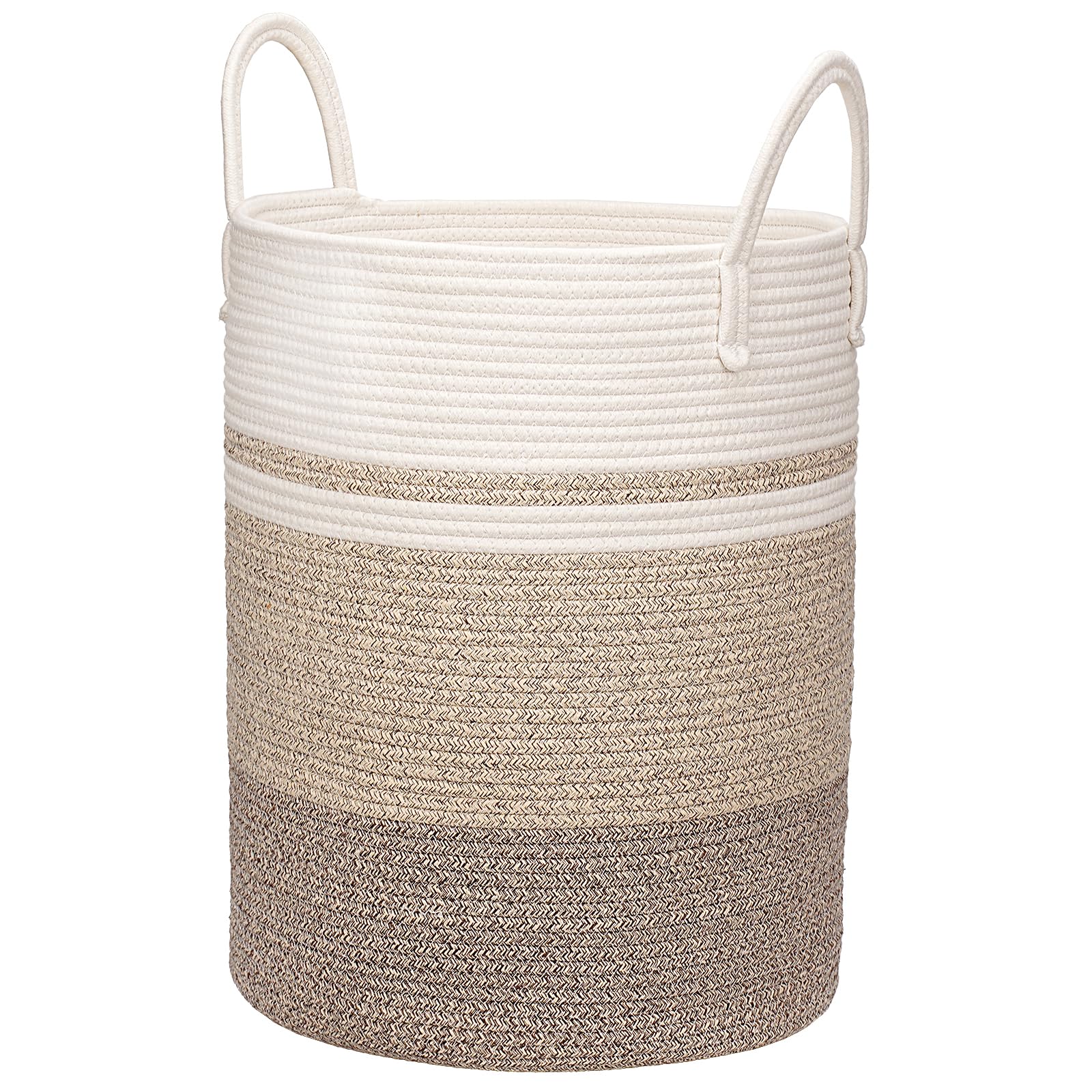 Ajiteogy Tall Laundry Hamper,Large Woven Rope Laundry Basket with Handles, 50cm x 38cm,Blanket Basket, Toy Baskets,Clothes Baskets, Perfect for Living Room,Nursery,Bedroom (58L)