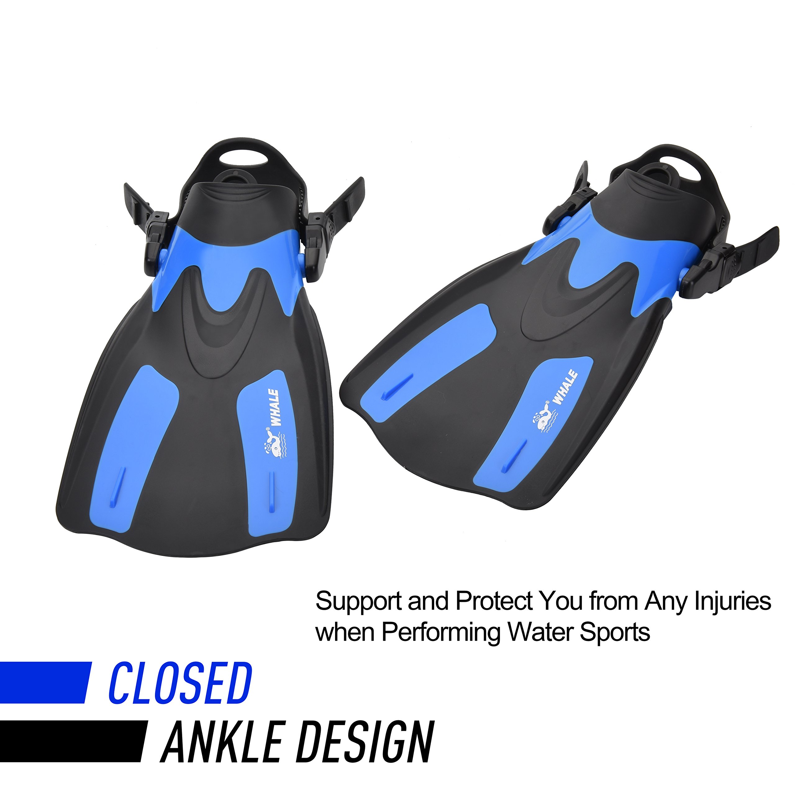 Whale Dive Mask Fin Size Adjustable Snorkel Set New Brand with Snorkeling Gear Bag for Both Men & Women Diving Gear