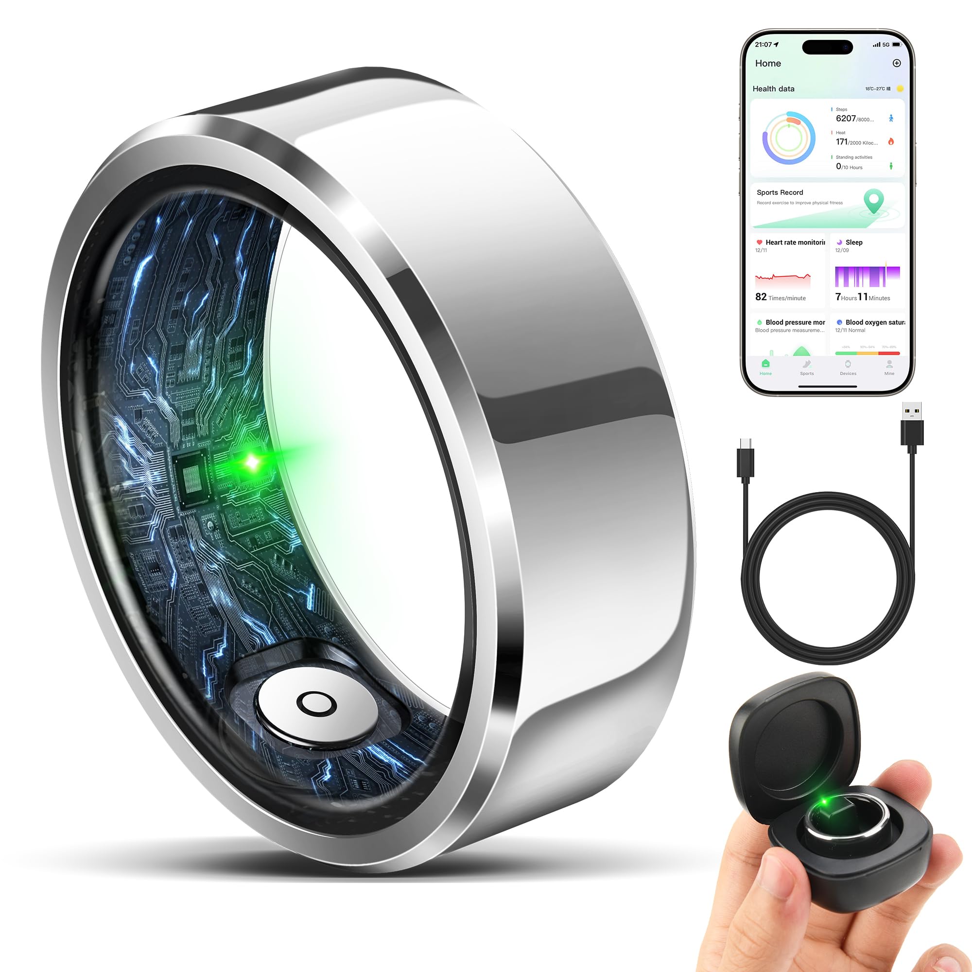 Photo 1 of ***FACTORY SEALED*NO RETURNS*NO REFUNDS IF SEAL HAS BEEN OPENED/ALTERED***
RIFESI Smart Ring for Women Men, Fashion Minimalist Fitness Ring & Sleep Tracker Ring with Heart Rate, SPO?,Blood Pressure,5ATM Waterproof Health Ring, No Subscription,Women Gift(S