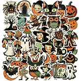 Eclazul Halloween Vintage Stickers Bulk - 50 Pcs Retro Spooky Party Favors | Pumpkin Gift Decorations for Kids Adults, Scary Decals Prizes Items Accessories for Classroom School Scrapbook Phone Laptop