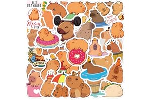 Leisitator 60 PCS Capybara Stickers - Waterproof Vinyl Capybara Scrapbook Sticker Decal for Water Bottle, Laptop, Scrapbookin