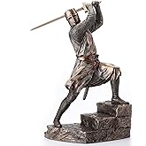 Veronese Design 12 Inch Crusader Templar Knight Wielding Great Sword Cold Cast Resin Bronze Finish Statue Warrior Figurine