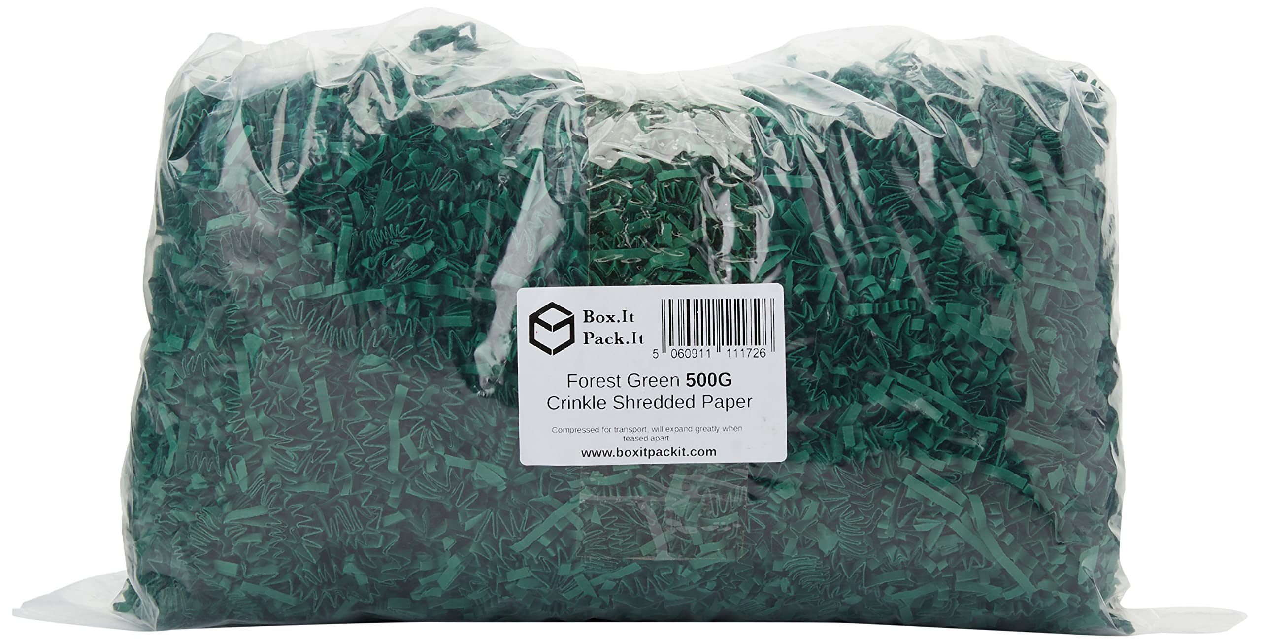 Box.it.pack.it Shredded Crinkle ZigZag Kraft Paper, Forest Green, 500g