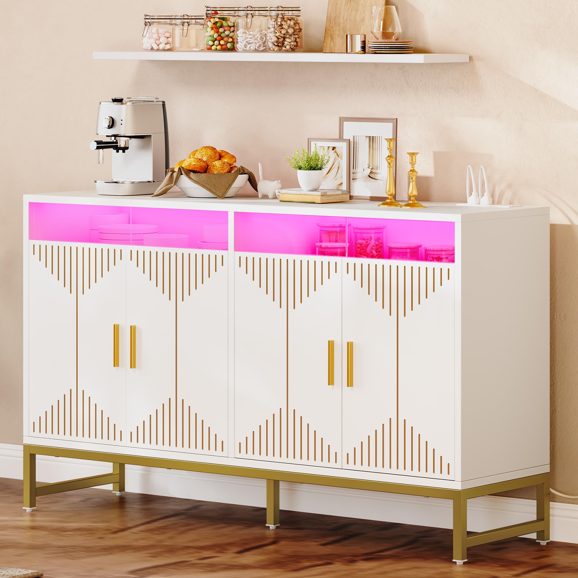 Photo 1 of ** FACTORY SEALED ** SOLD AS IS, NO REFUND/RETURN**
YITAHOME 55" Sideboard Buffet Cabinet with Power Outlet, Modern Kitchen Storage Cabinet with LED Light, Large Cupboard Buffet Table with Storage for Dining Room, Kitchen, Hallway, White