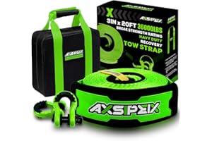 AXSIPEIX Heavy Duty Recovery Tow Strap Kit 3" x 20ft (36,000 lbs) Includes: 3/4 D Ring Shackles (2pcs)+Havy Duty Tool Bag +Recovery Strap -Truck, SUV, ATV Off Road Towing Strap Kit