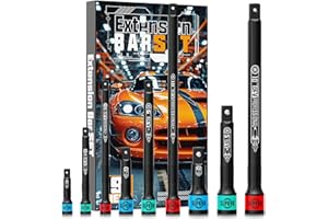 Aiourx Impact Extension Bar Set, 1/4" 3/8" 1/2" Drive Socket Extensions, CR-V Steel, Work in Narrow and Deep Areas, 9 Pcs