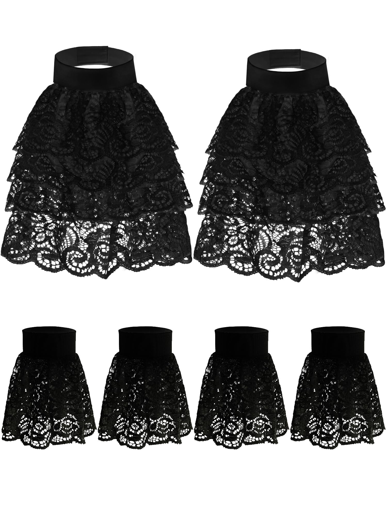 Photo 1 of Newcotte 2 Pcs Colonial Lace Jabot Cuffs Set Pirate Costume Accessory for Women Men Victorian Colonial Costume(Black)