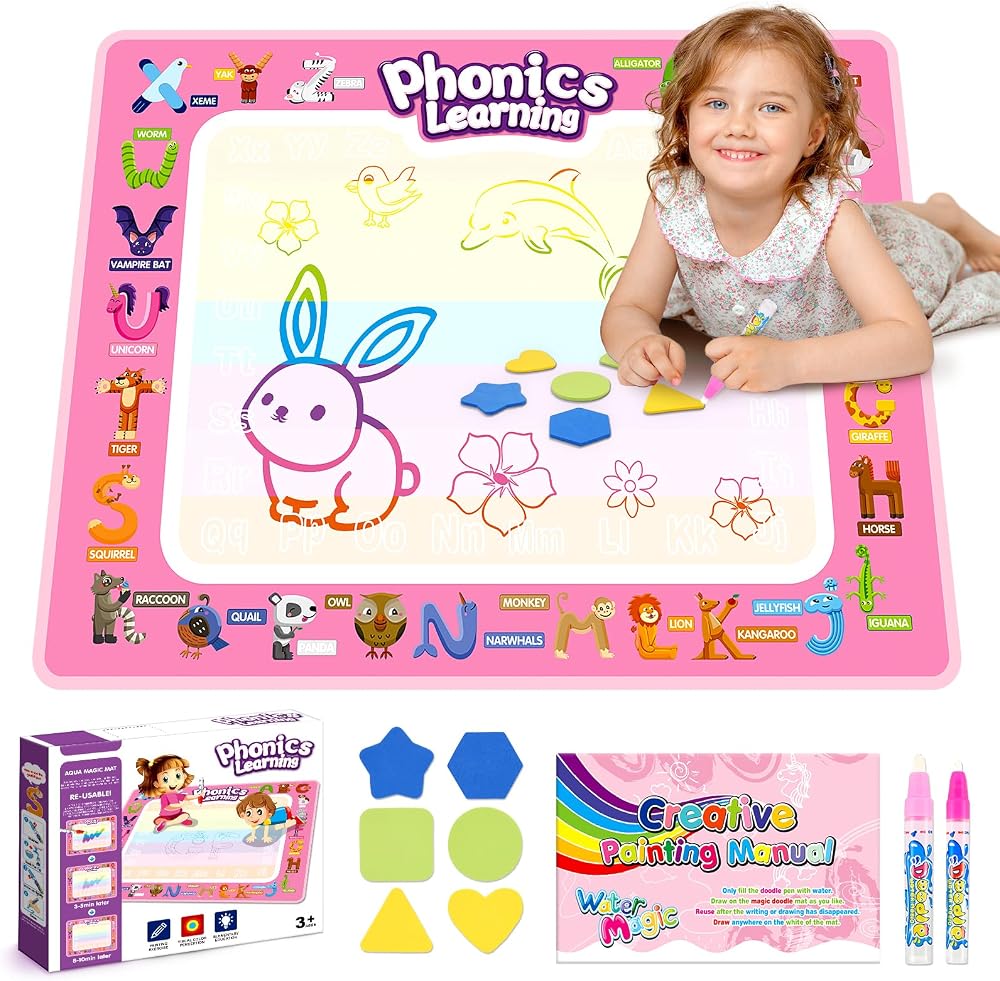 Grriopi Water Drawing Mat for 2-6 Year Old Girls Educational Toy Gift