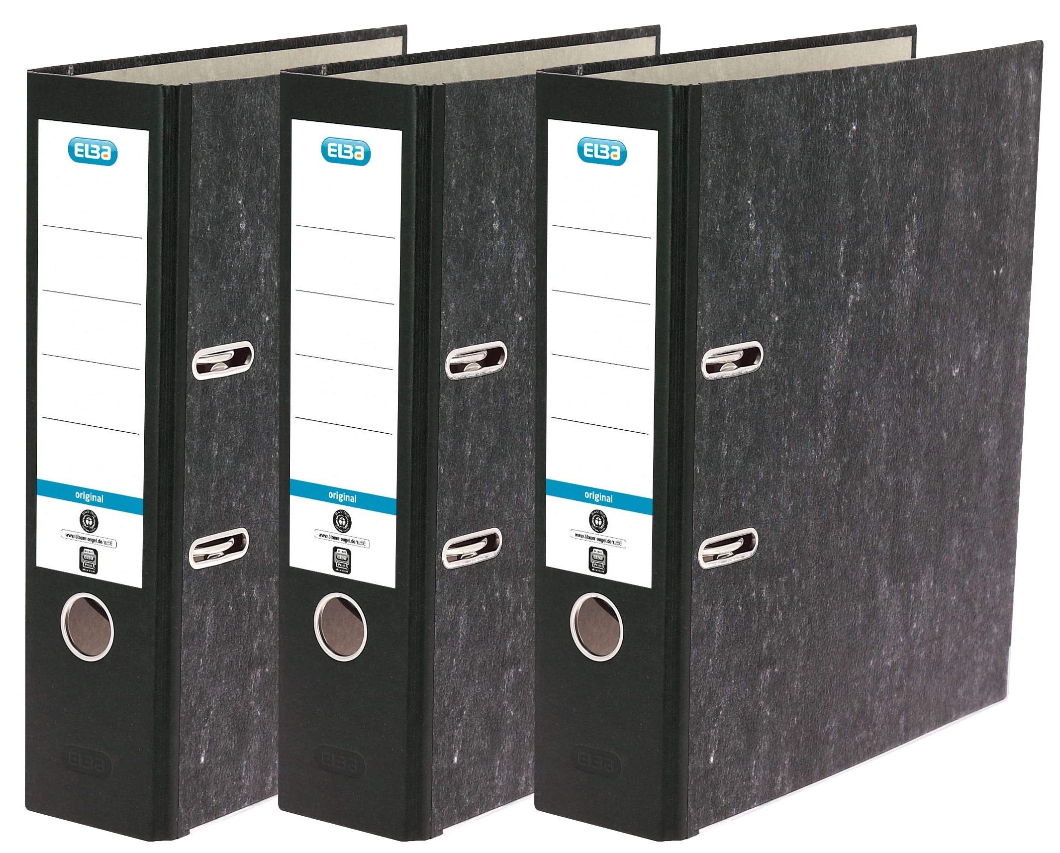 Elba Smart Original Cloud Marble A4 Folder 8 cm Wide Black (Pack of 3)