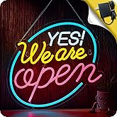 Yes We Are Open Signs for Business, Super Bright 12v AC Powered Open Sign with Switch Memory, Compatible with Timer