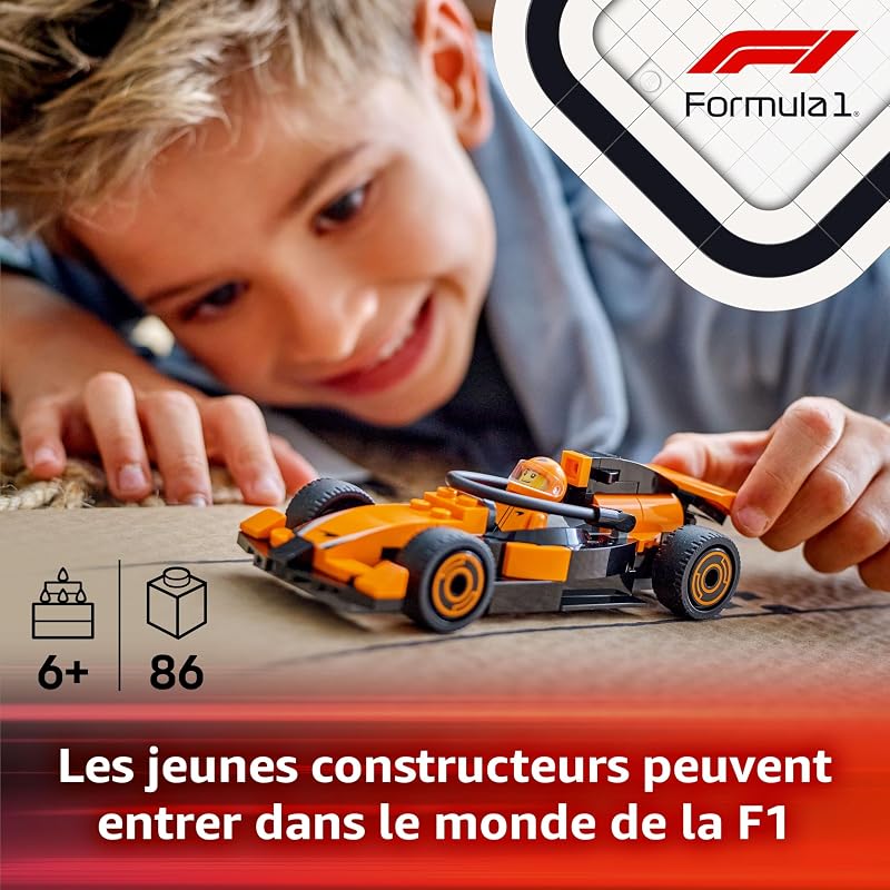 City Voiture de Course McLaren avec Pilote de F1 - Jeu de Construction avec véhicule de Formule 1 - Minifigurine de Pilote de Course - Idée de Petit Cadeau pour garçon et Fille dès 6 Ans 60442