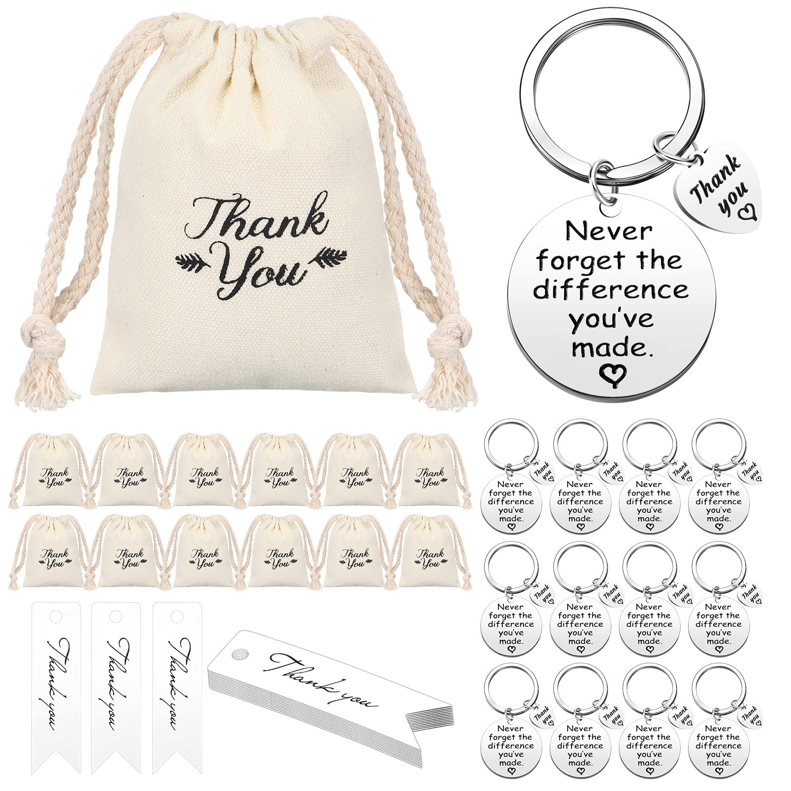 Yinkin 300 Pcs Christmas Employee Thank You Gifts Bulk Gifts For Coworkers Include 100 Inspirational Employee Appreciation Keychain Gifts 100 Organza Bags 100 Cards For Teacher Nurse Teamblack - View #9
