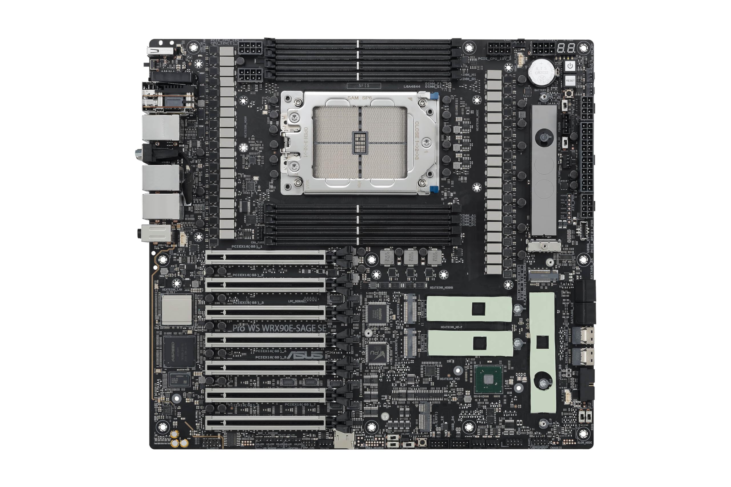 ASUS Pro WS WRX90E-SAGE SE EEB Workstation Motherboard, AMD Ryzen™ Threadripper™ PRO 7000 WX-Series, ECC R-DIMM DDR5, 32 Power-Stage,7xPCIe 5.0x16, PCIe 5.0 M.2, 10Gb & 2.5Gb LAN, Multi-GPU Support