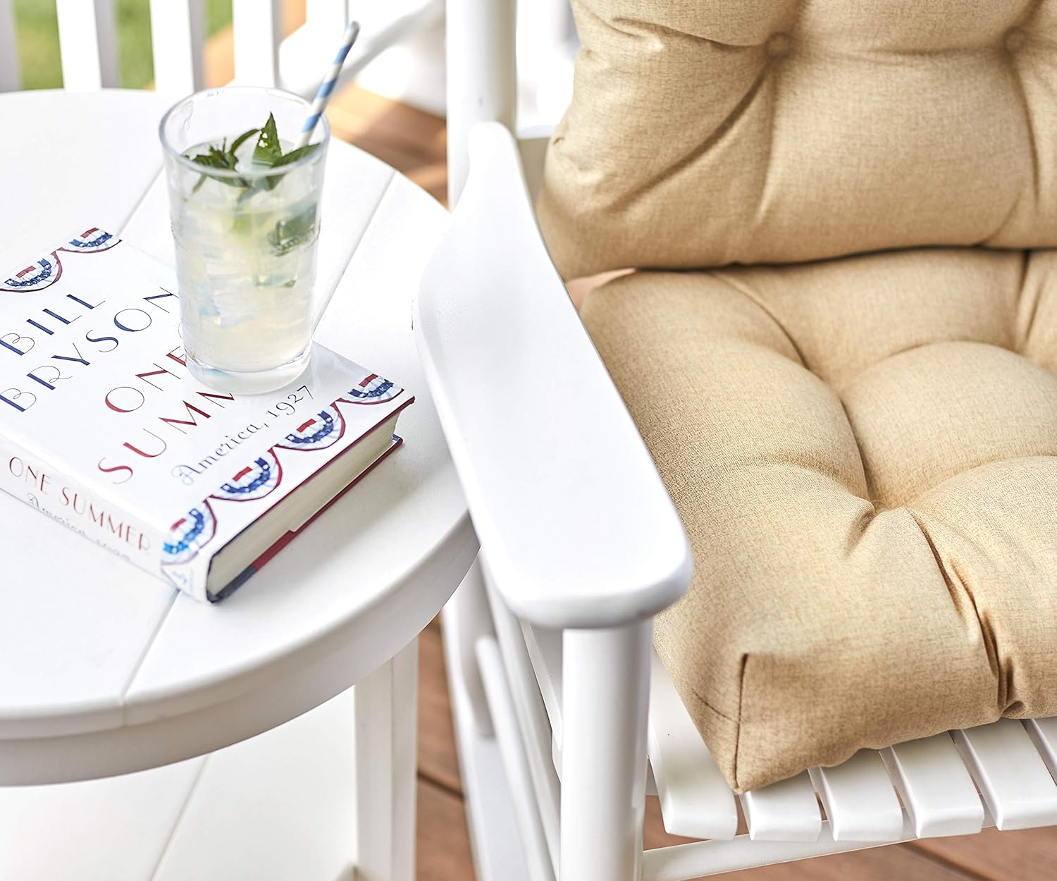 Klear Vu Indoor/Outdoor Overstuffed Rocking Chair Pad Cushion Set, 19" x 19", Husk Birch: Home & Kitchen