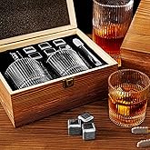 Whiskey Glasses Gift Set - Premium Heavy Glasses with Chilling Stones,Whiskey Stones Gift Set,Best Drinking Gifts for Men Dad Husband Boyfriend Birthday Anniversary Christmas