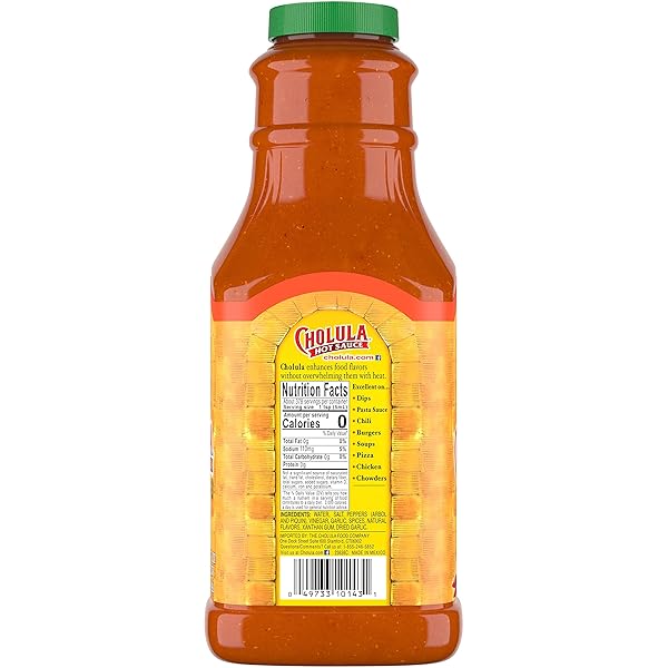 CHOLULA CHILI GARLIC HOT SAUCE, 64 FL OZ – ONE 64 FLUID OUNCE BULK CONTAINER OF CHILI GARLIC HOT SAUCE WITH MEXICAN PEPPERS, GARLIC AND SIGNATURE SPICES, PERFECT FOR EGGS, WINGS, FRIES AND POPCORN