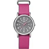 Timex Women's T2N834 Weekender Mid-Size Slip Thru Pink Nylon Strap Watch