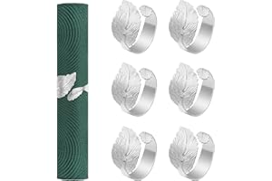 Shinowa 6 Pcs Napkin Rings, Stretchable Leaf Napkin Ring Circle for Harvest, Thanksgiving, Wedding, Dinner, Party, Banquet, T