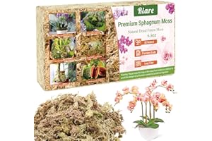 Riare 5.3 OZ Premium Sphagnum Moss for Plants- 6QT Natural Long Fiber Sphagnum Peat Moss Dried, Plants Moss Orchid Potting Mix for Orchids Repotting, Carnivorous Succulent Potted Plants and Reptiles