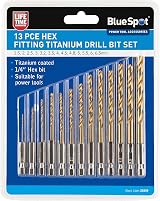 Blue Spot Tools 13pc Titanium Hex Drill Bit Set 1.5-6.5mm High Speed Steel view 2
