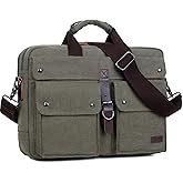 Stylish 17 inch Canvas Laptop Bag Messenger Bag Briefcase Vintage Crossbody Shoulder Bag Military Satchel for Men BC-07 | Stylish, 17 inch, Canvas, Vintage, Military