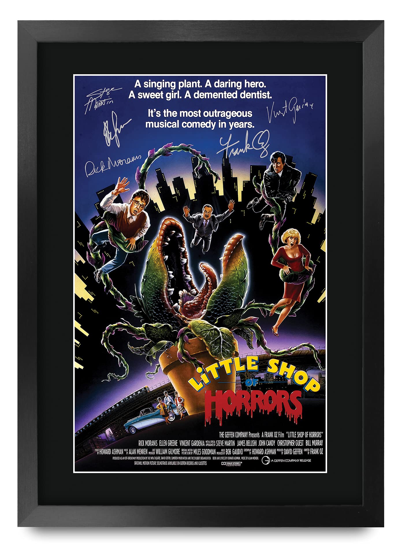 HWC Trading FR A3 Little Shop of Horrors Movie Poster Rick Moranis Gifts Printed Poster Signed Autograph Picture for Movie Memorabilia Fans - A3 Framed