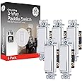 GE Paddle Rocker Light Switch 3 Way Switch On Off Switch 5 Pack Rocker Switch Replacement for Electrical Light Switches & Ceiling Fan Switch Grounding 3 Way Light Switch UL Listed White 44026