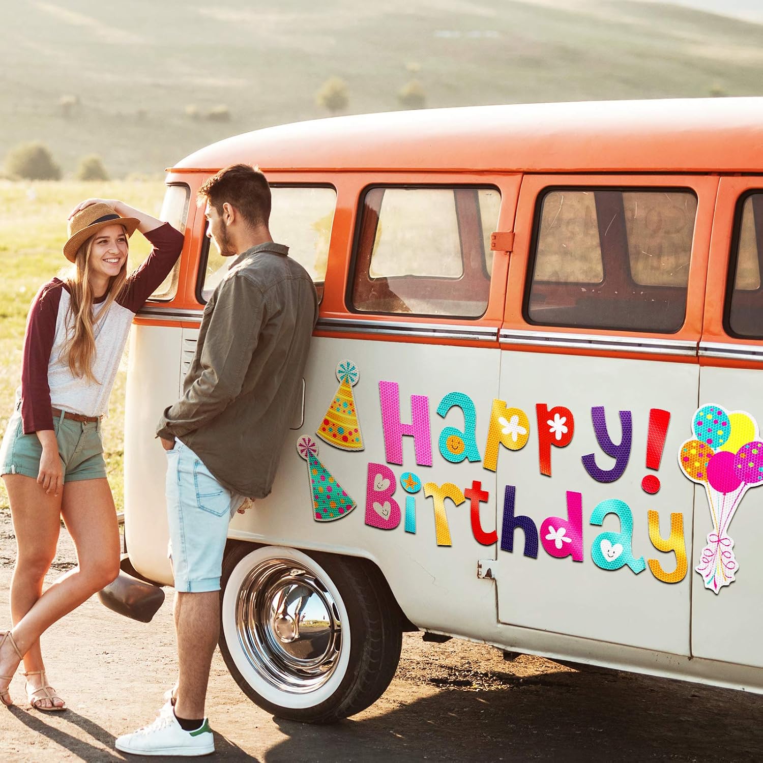 19 Pieces Birthday Car Decoration Magnets Reflective Automotive Birthday Magnets Car Balloon Magnets Colorful Happy Birthday Magnets for Cars Refrigerator Metal Surface - Image 3