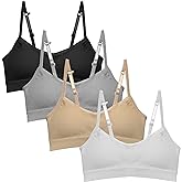 Popular Girls Padded Training Bra Pack – Crop Cami Training Bras for Girls. Seamless Bra Design with Removable Padding