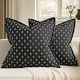 MIULEE Decorative Burlap Linen Throw Pillows Covers 20x20 Inch Black Vintage Couch Pillow Covers Outdoor Modern Farmhouse Pillowcase Woven Textured Cushion Cases for Sofa Bed Livingroom