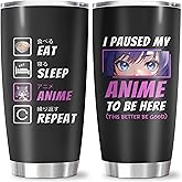 CVROY Anime Gifts Tumbler 20OZ 1PC, Ani-me Merch Gifts for Men/Women, Funny Cartoon Lover Gift for Girls/Boys, I Paused My Anime to Be Here, Christmas Birthday Present for Him/Her