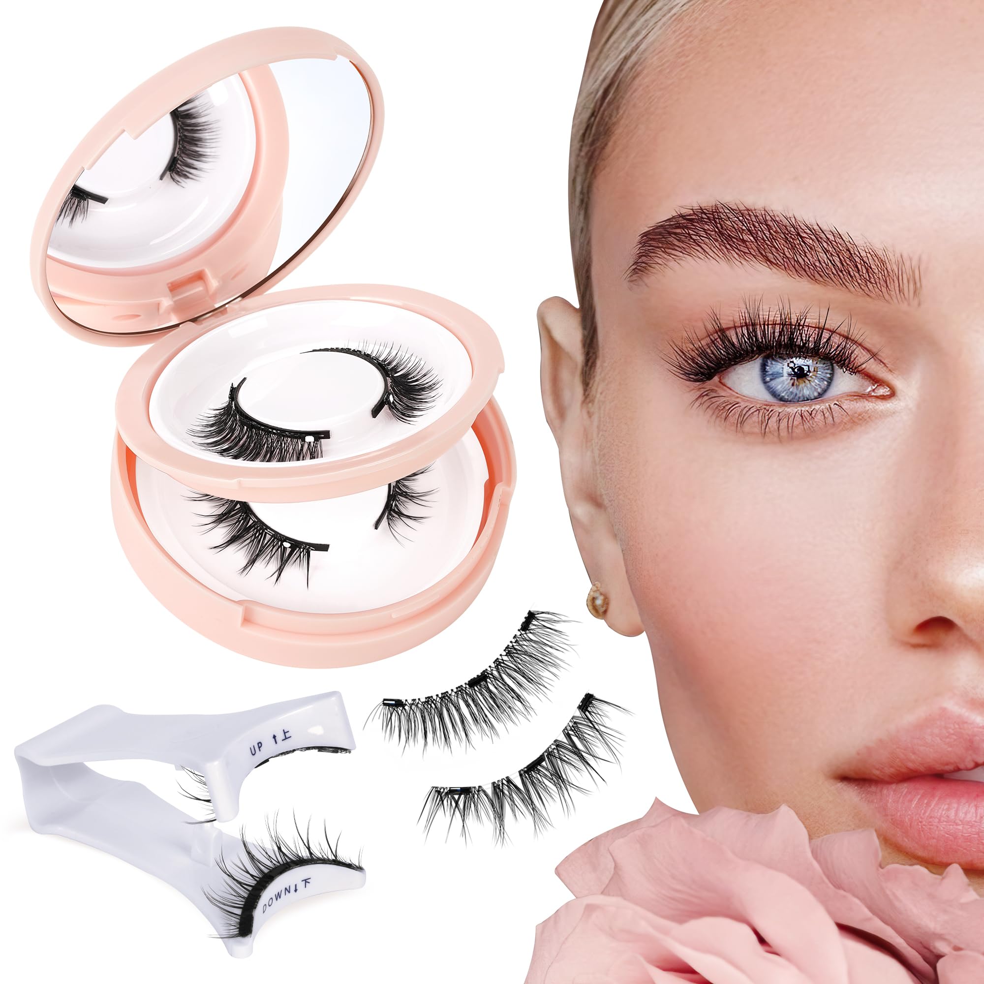 Photo 1 of Mayhug Magnetic Eyelashes Natural Look - 2 Pair Reusable With Applicator, No Glue Needed, Easy to Wear and Remove