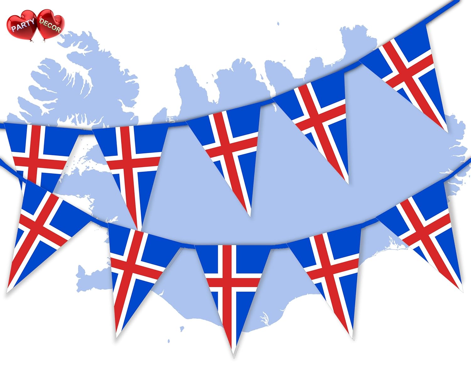 Party Decor Iceland Full Flag Patriotic Themed Bunting Banner 15