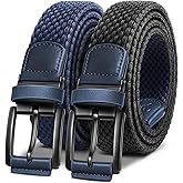 BULLIANT Men Belt Rerversible Golf Belt Stretch Braided for Gift Men 1 3/8"-2 In 1 Belt