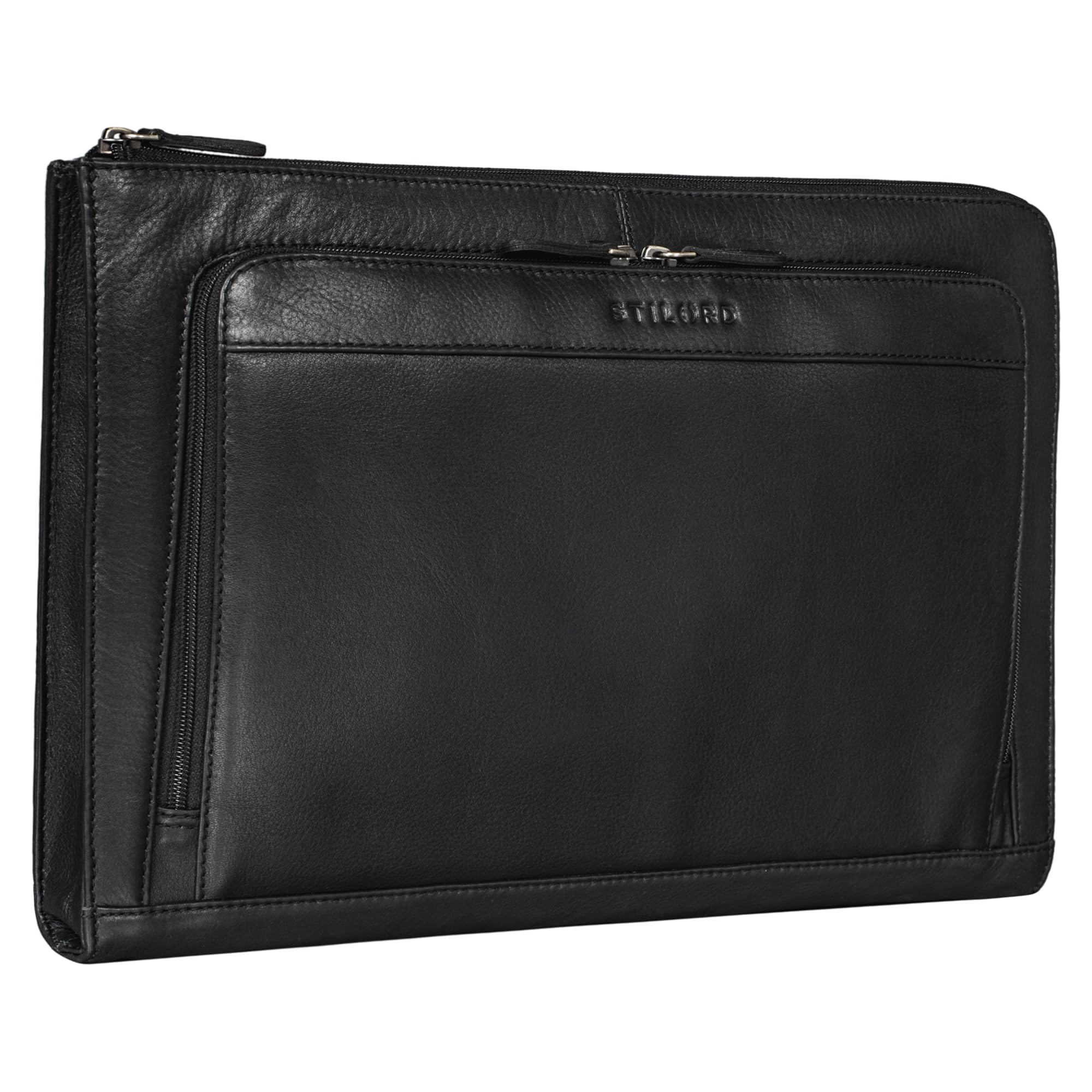 STILORD "Murray" 16 Inch Laptop Sleeve Leather Vintage Case Cover for MacBook 15.6" Notebook Document Folder Organizer Portfolio Leather Business Case Colour:Black