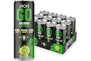 JOCKO FUEL Jocko GO Energy Drink - KETO, Vitamin B12, Vitamin B6, Electrolytes, L Theanine, Magnesium- All Natural Energy Boost, Sugar Free Nootropic Monk Fruit Blend - 12 Pack (Lemon Lime)