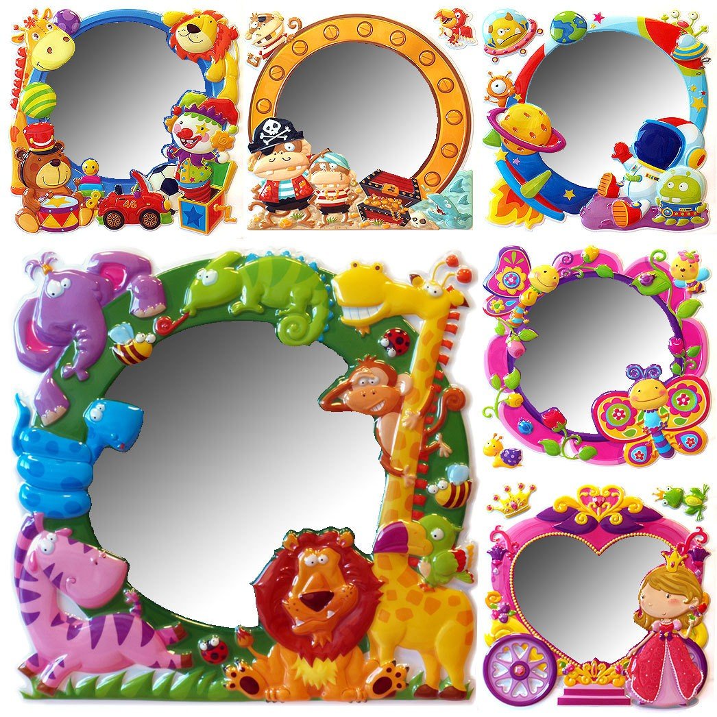 Eddy Toys 72326 Children's Plastic Self-Adhesive Mirror with 6 Designs 30 x 30 cm