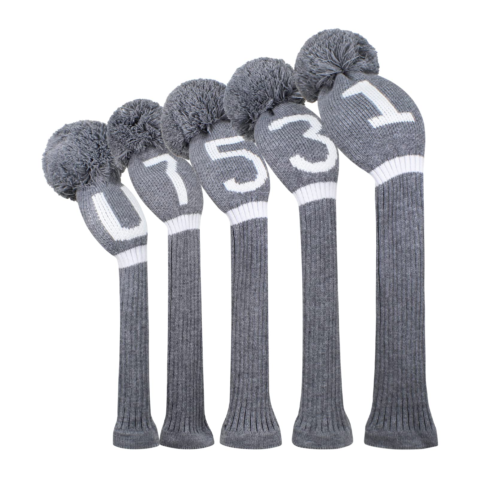 Scott Edward Golf Head Covers for Woods 5 PCS Knit Golf Club Cover Driver Cover*1 Fairway Wood*2 Hybrid (UT)*2