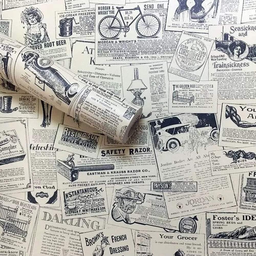 Lependor 17 71 X 118 Vintage Newspaper Self Adhesive Paper Peel