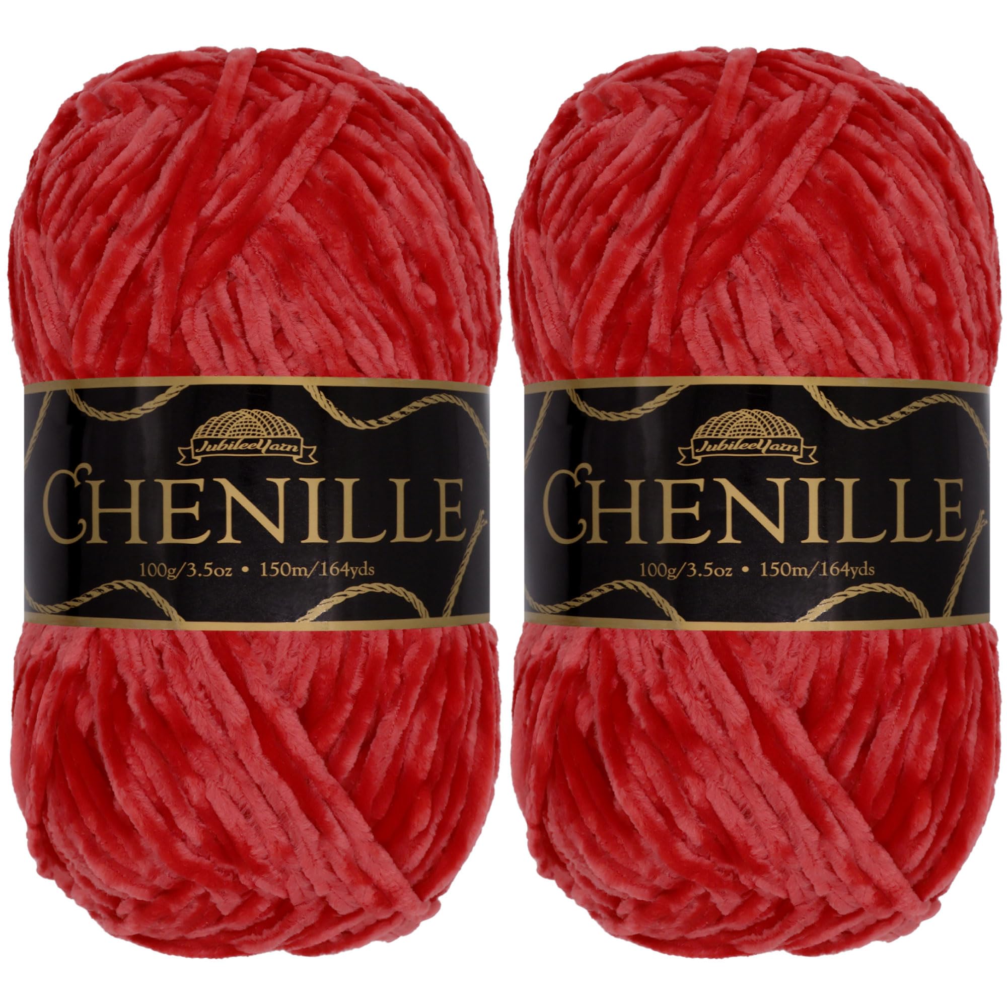 JubileeYarn Chenille Yarn - Worsted Weight - 100g/skein (2 Skeins, 109 Rouge)