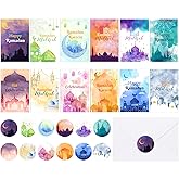Cholemy 24 Pack Eid Mubarak Cards Happy Ramadan Greeting Cards with Stickers Envelopes Assorted Eid Al-Fitr Gift Set for Ramadan Mubarak Party Decorations Invitations Favors Celebration Supplies